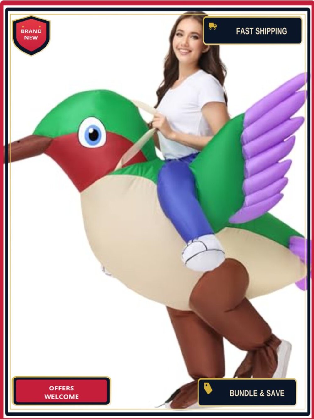 Inflatable Hummingbird Costume Adult Blow Up Bird Suit Halloween Cosplay Party